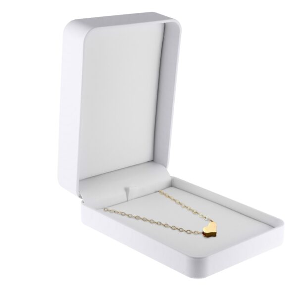 Soft Leatherette Pendant & Necklace Bar Box – Custom Jewelry Packaging Soft leatherette pendant and necklace box with custom embossed logo, luxury jewelry packaging for brands