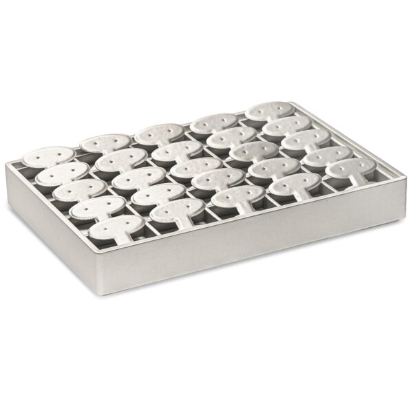 Linea Stackable Earring T-Bar Display Tray – Large Capacity Linea stackable earring T-bar display tray with 25 positions for retail jewelry merchandising and boutique displays