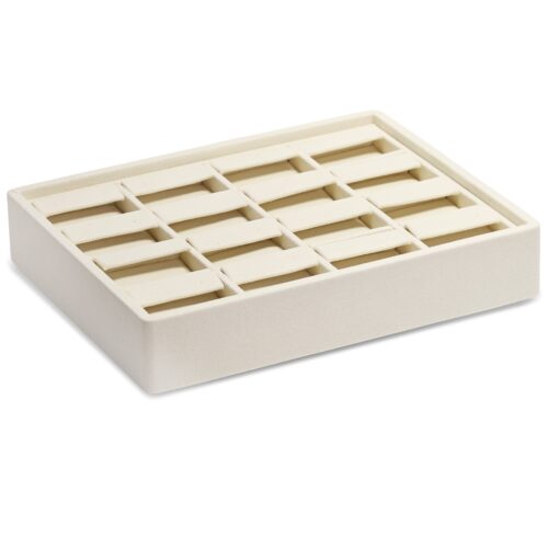 Suede Stackable Earrings Display Tray - 16 Pairs, Custom Logo & Colors Suede stackable earrings display tray with 16 compartments for jewelry retail packaging
