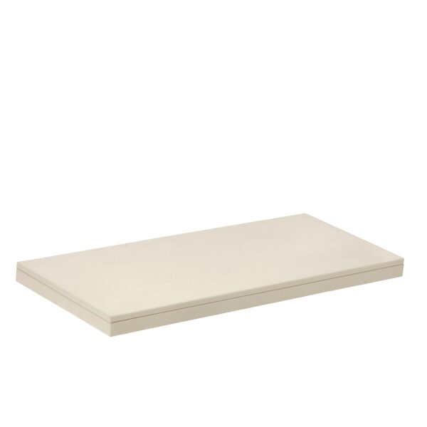 Premium suede-covered jewelry display tray in medium-long base with custom compartments for retail showcasing