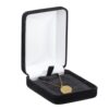 Velveteen pendant gift box with custom logo branding, protective foam interior, and luxury unboxing packaging