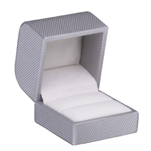 Premium weave texture ring box with contemporary design – custom jewelry packaging ready for brand logos