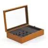 Custom wooden jewelry boxes with soft velvet interior and logo branding for wholesale